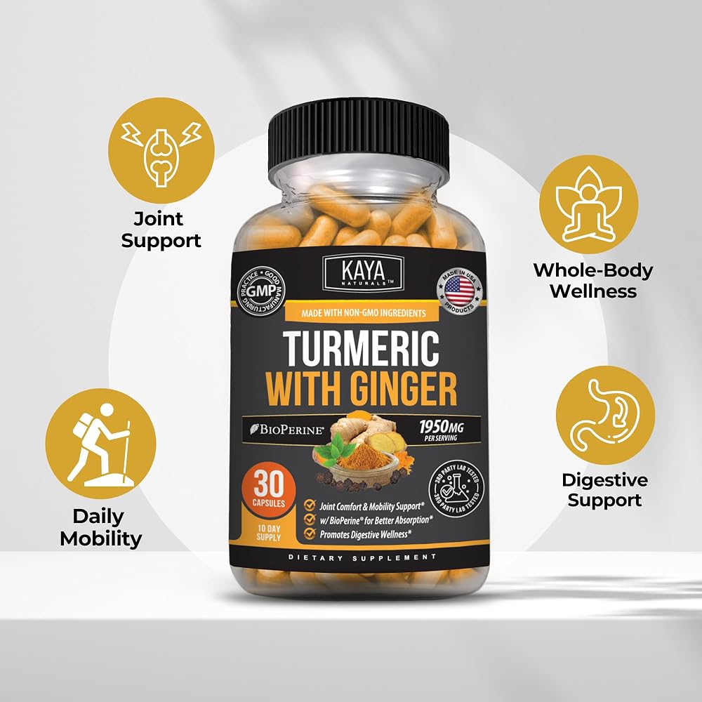 Kaya Naturals Turmeric Curcumin Supplement with Ginger & Bioperine - image 4