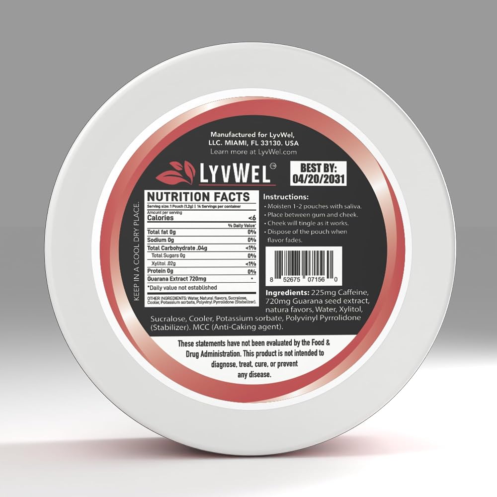 LyvWel yvWel 225mg Caffeine Pouches