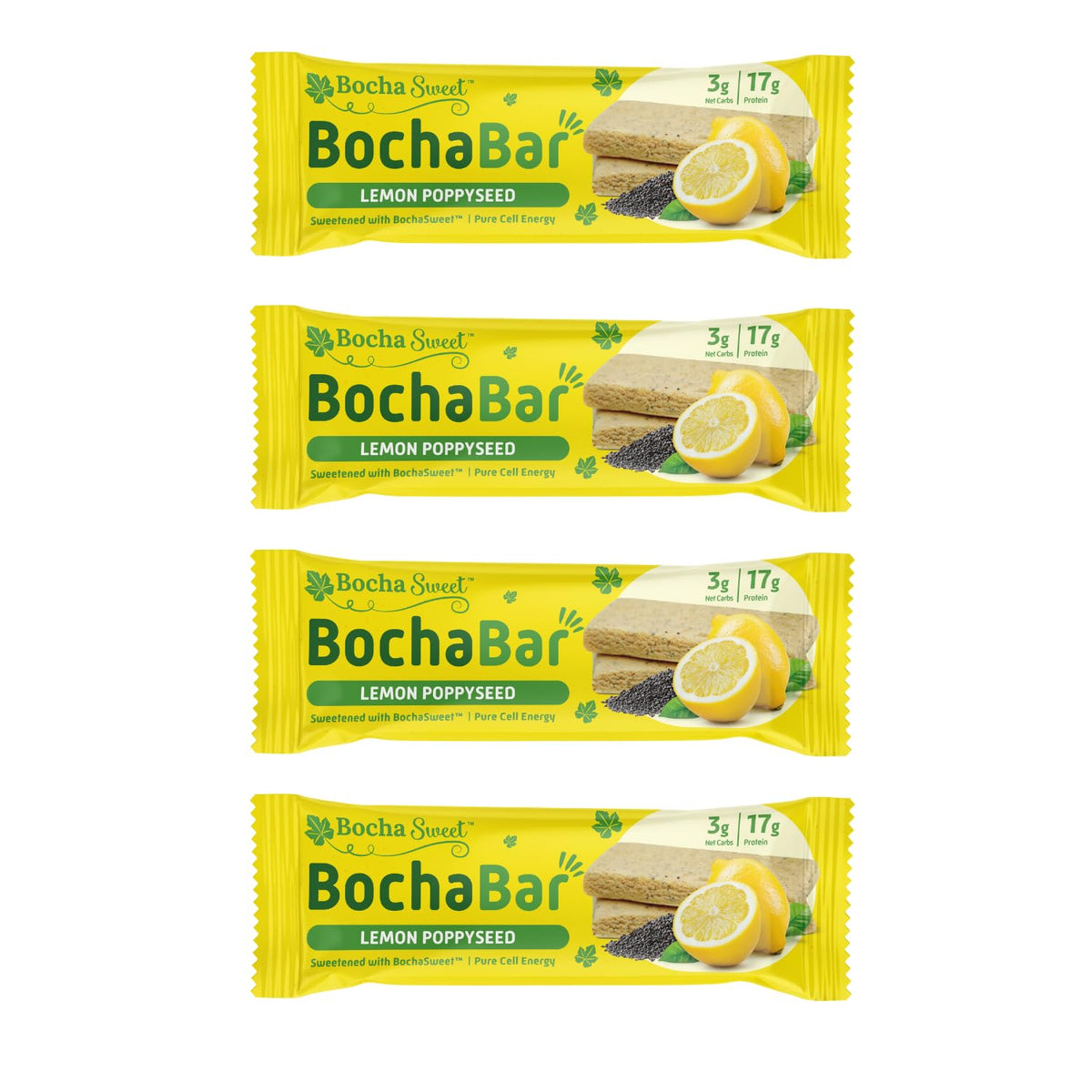 BOCHA SWEET Keto Protein Bar Lemon Poppyseed - 4 Count