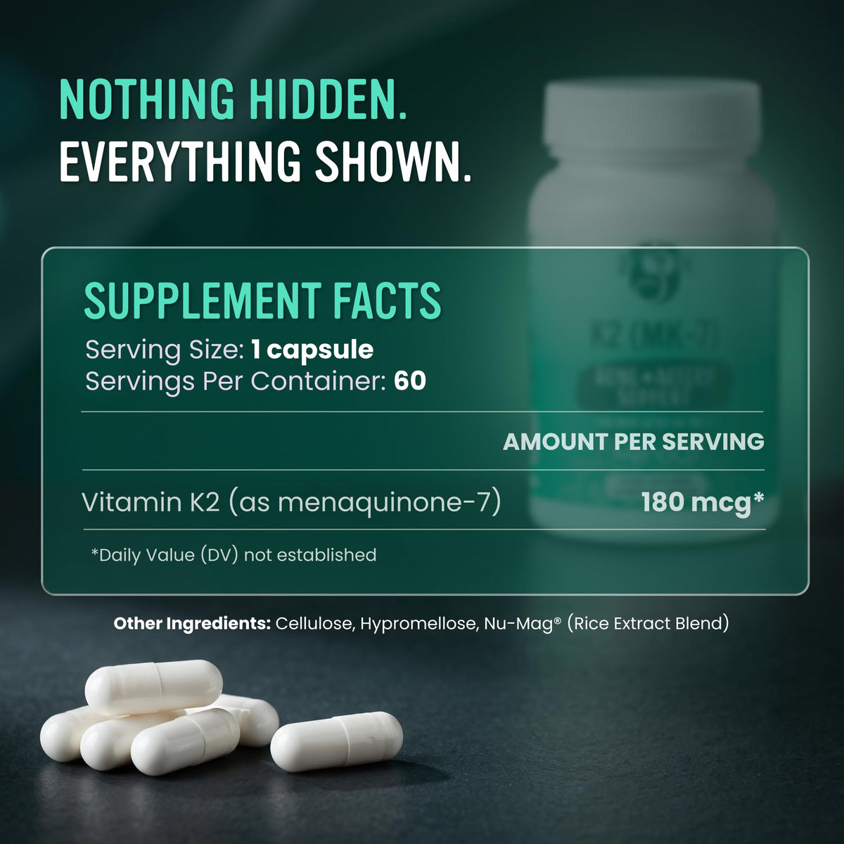 Alkaline for Life Vitamin K2 MK-7 MenaQ7 180 mcg Bone Support - 60 Capsules - image 7