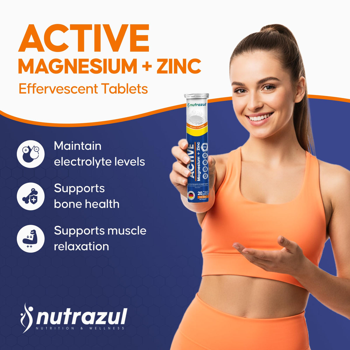 Nutrazul Active Magnesium & Zinc Effervescent Tablets - 60 Tablets - image 2