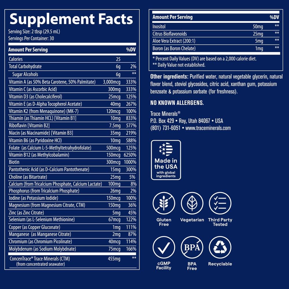 Trace Minerals Liquid Multivitamin with 72+ Minerals - 32 oz - image 3