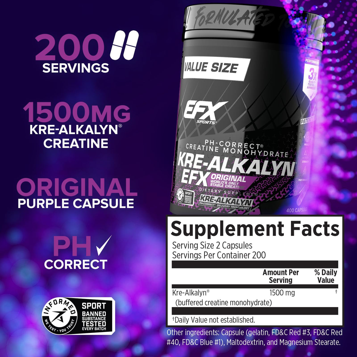 EFX Sports Kre-Alkalyn EFX pH-Correct Creatine - 400 Capsules - image 4