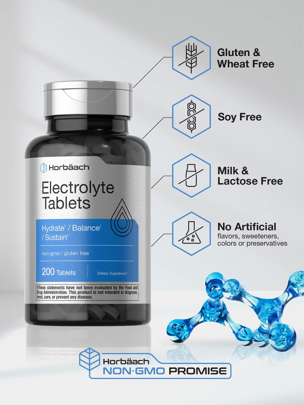 Horbäach Electrolyte Tablets for Hydration & Balance - 200 Count - image 4