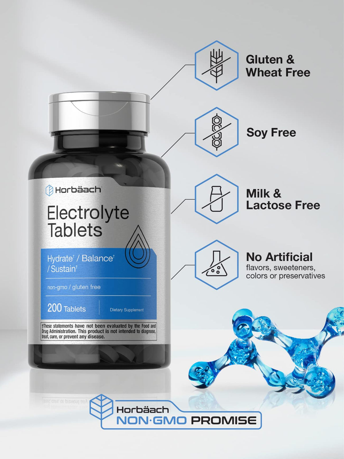 Horbäach Electrolyte Tablets for Hydration & Balance - 200 Count - image 4