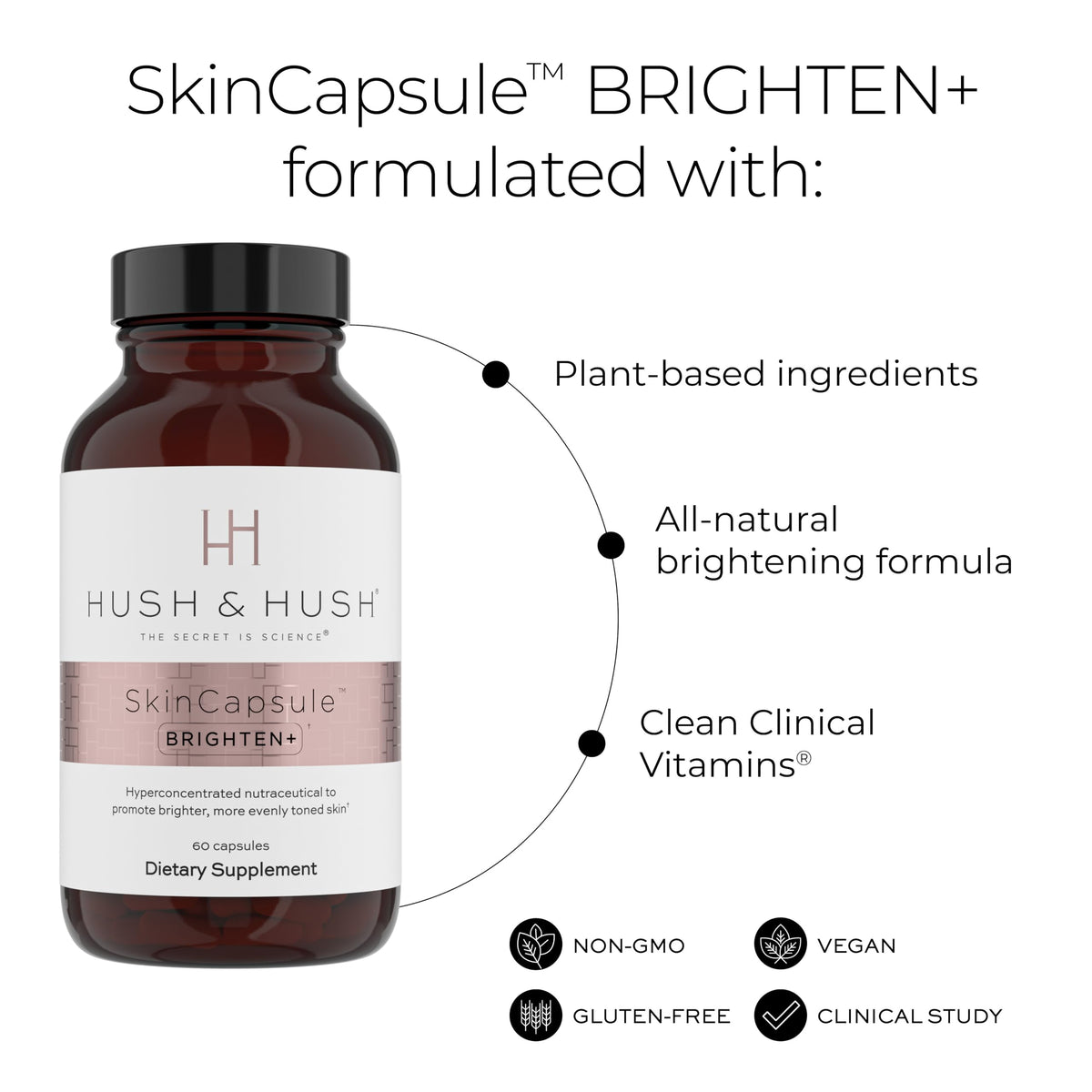 Hush & Hush SkinCapsule Brighten+ Skin Brightening Supplement - 60 Capsules - image 3