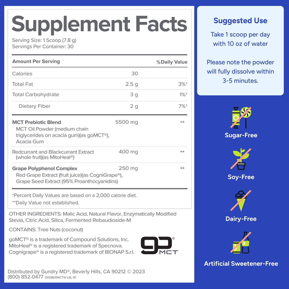 Gundry MD MCT Wellness Powder, Sugar Free