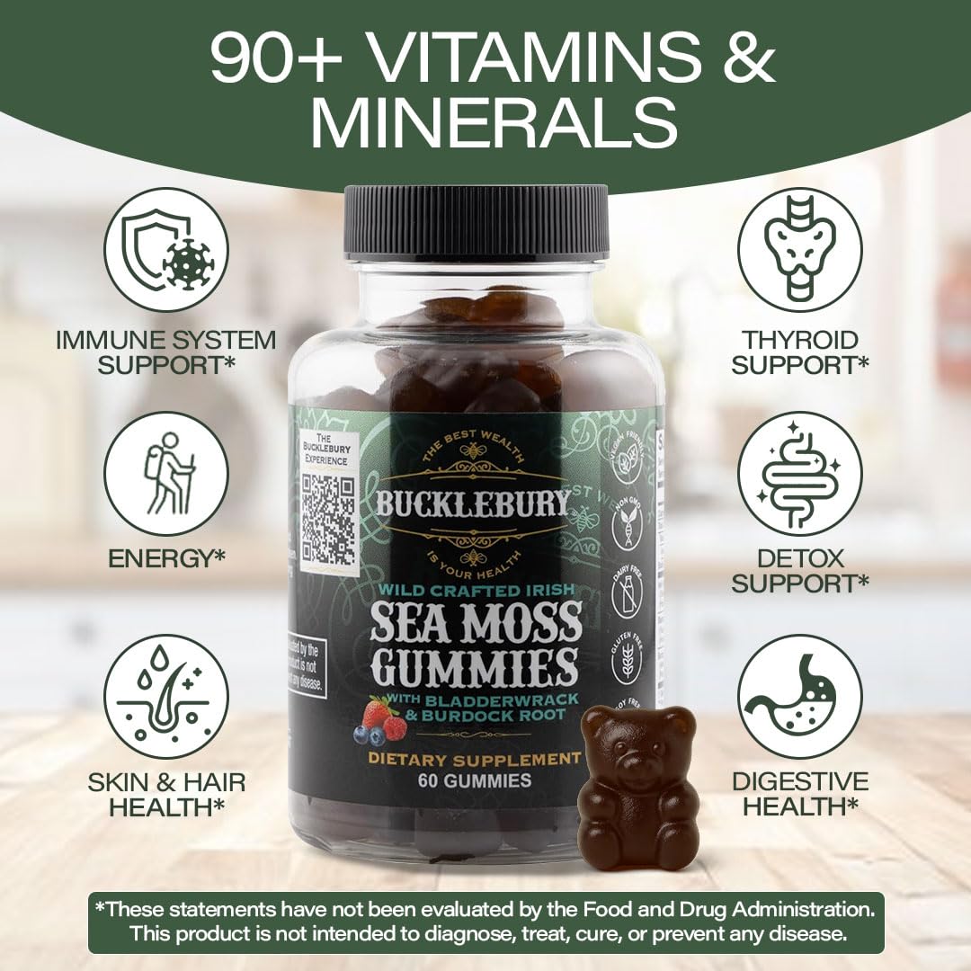 BUCKLEBURY Wild Crafted Irish Sea Moss Gummies - 60 Count - image 4