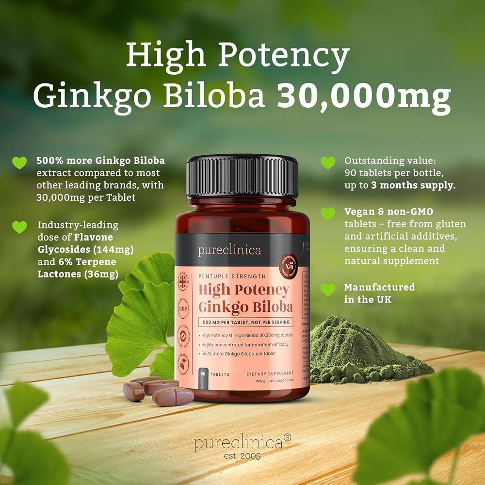 pureclinica Ginkgo Biloba 600mg 50:1 Extract - 90 Tablets - image 7