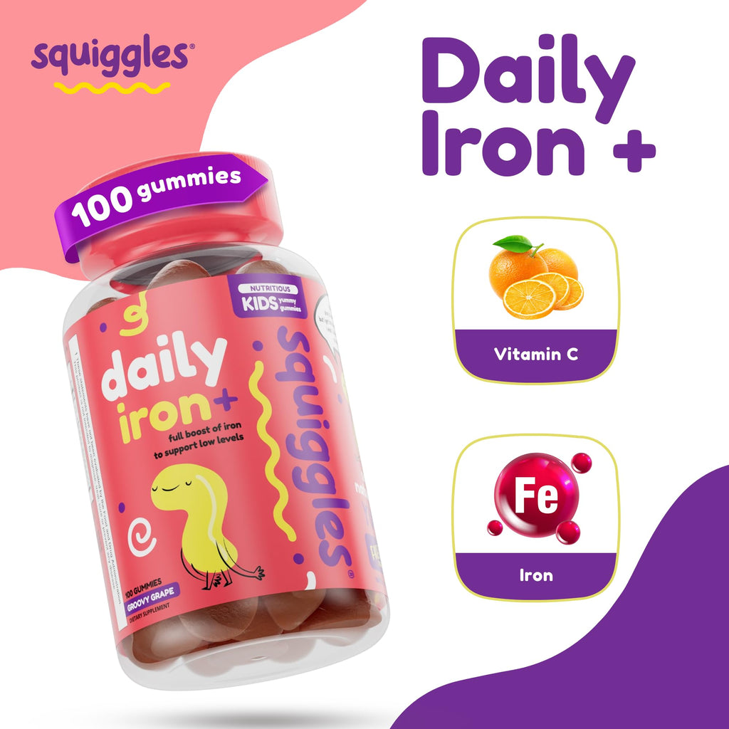 Squiggles Kids Daily Iron+ Gummies - 100 Count - image 2