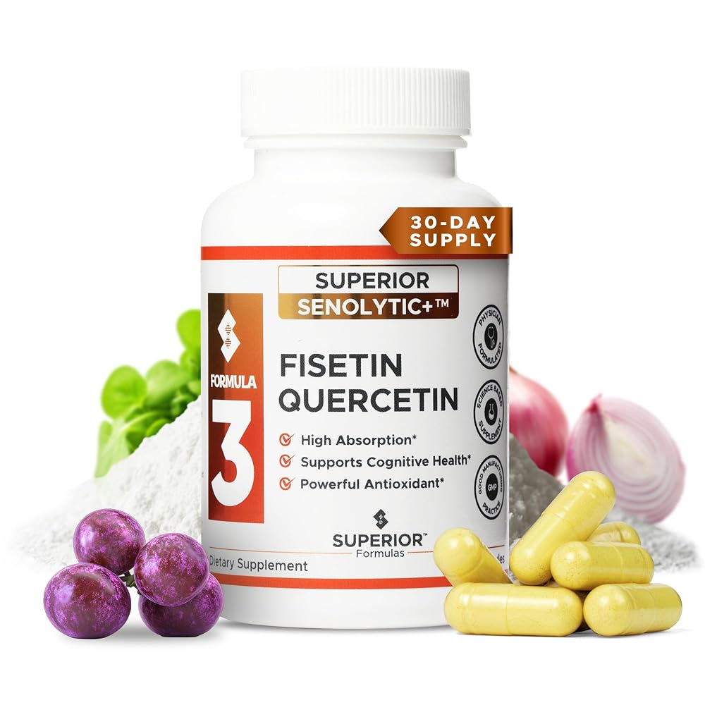 Superior Formulas Senolytic+ Fisetin Quercetin Vitamin C - 60 Capsules