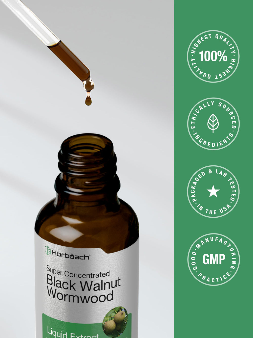 Horbäach Black Walnut Hull Wormwood Extract Tincture - 2 fl oz - image 7