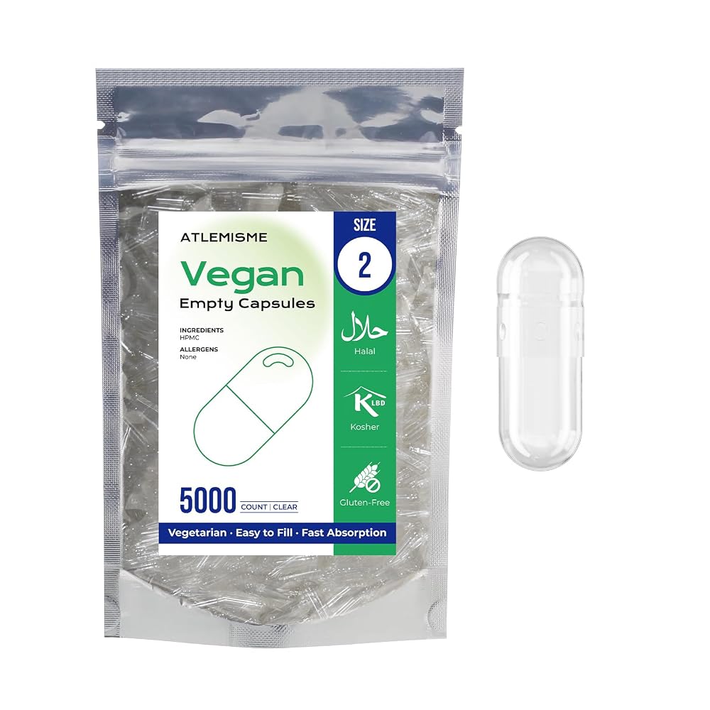ATLEMISME Empty Vegan Capsules Size 2 - 5000 Count