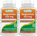 Best Naturals Magnesium 425 mg 180 Veggie Capsules - High Absorption