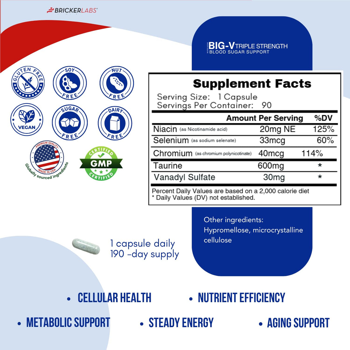 Bricker Labs Big-V Triple Strength Vanadyl Supplement - 90 Capsules - image 6