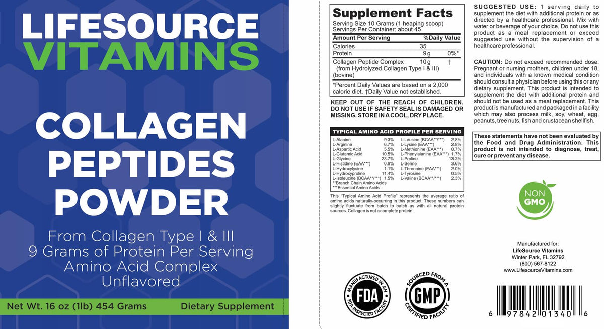 LifeSource Vitamins Collagen Peptides Powder - 45 Servings - image 5