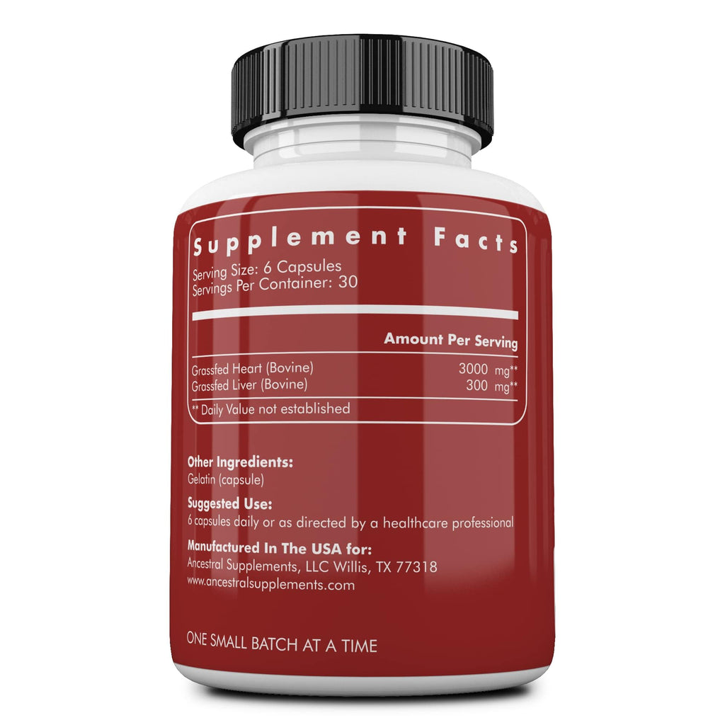 Ancestral Supplements Grass Fed Beef Heart Supplement CoQ10 - 180 Capsules - image 2