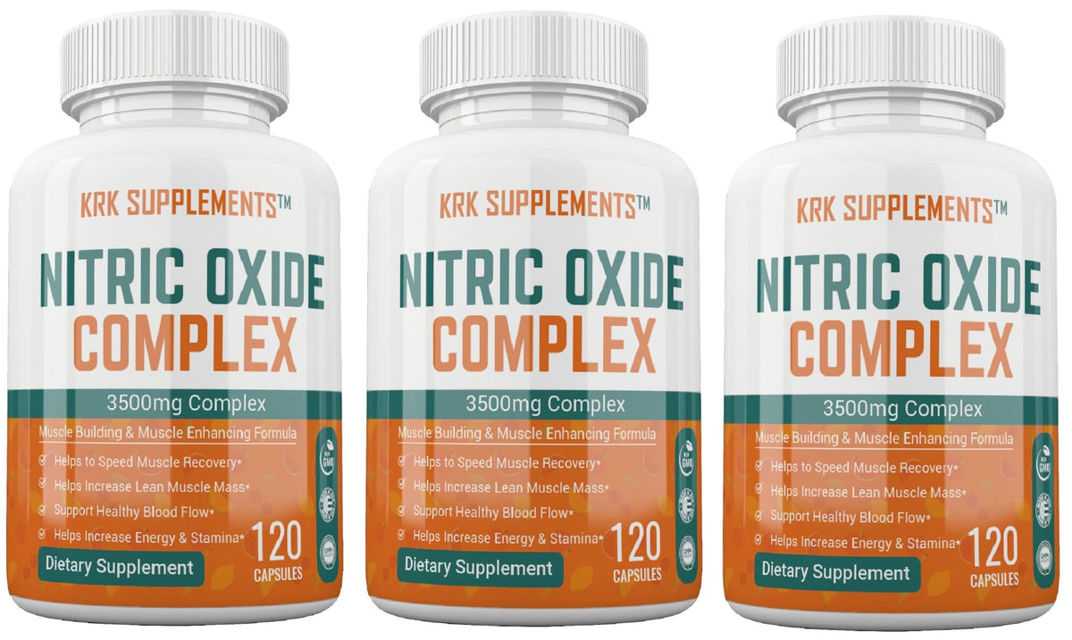 KRK SUPPLEMENTS Nitric Oxide 3500mg L-Arginine - 360 Capsules