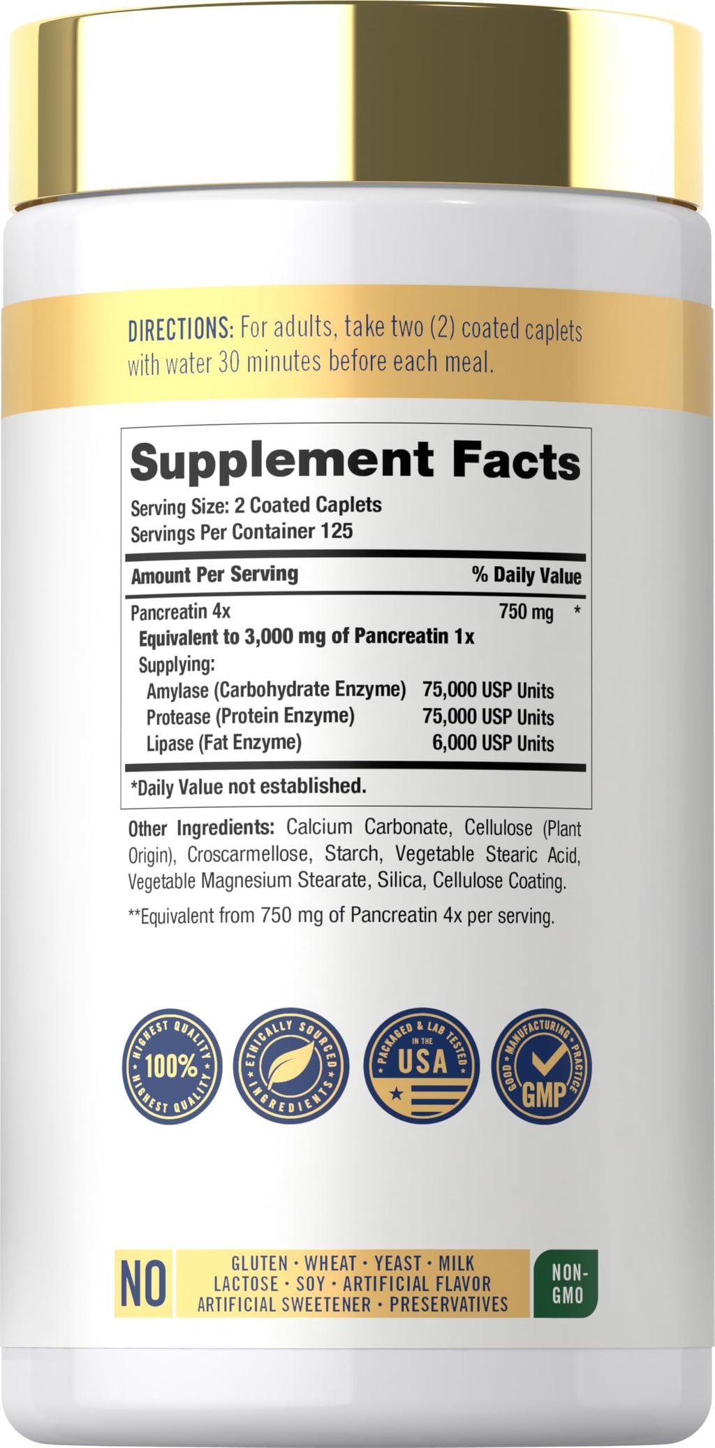 Carlyle Pancreatin Digestive Enzymes - 250 Caplets - image 2