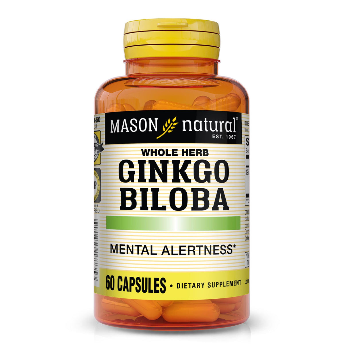 MASON NATURAL Ginkgo Biloba 500 mg Brain Support - 60 Capsules