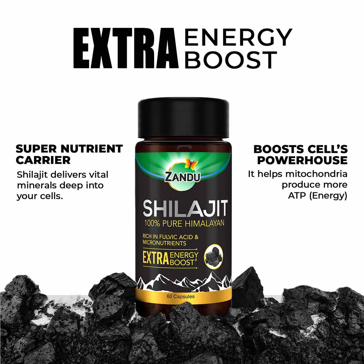 Zandu Shilajit Capsules for Energy & Strength - 60 Capsules - image 3