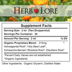 Herb Lore Adrenal Tonic Tincture - USDA Organic Liquid Herbal Adrenal