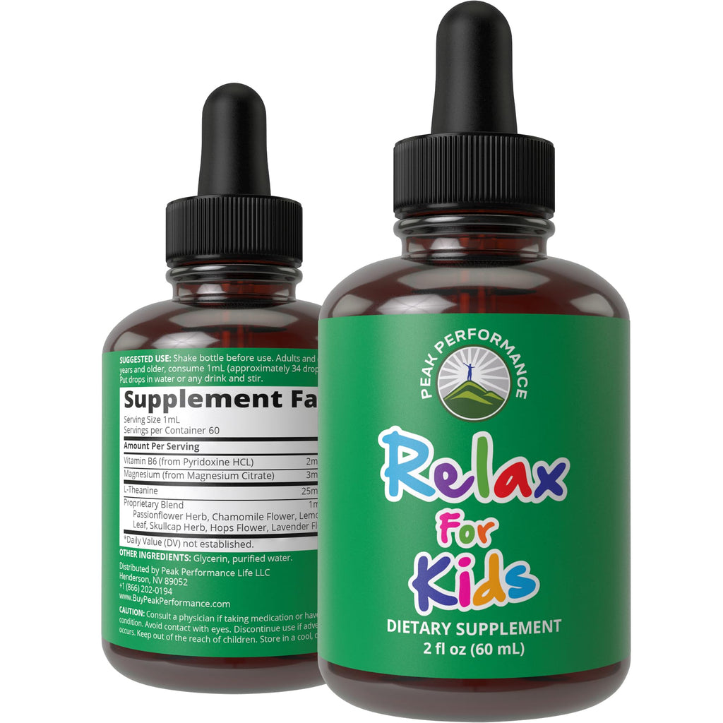Peak Performance Kids Calm Liquid Drops for Relaxation - 2 Fl Oz