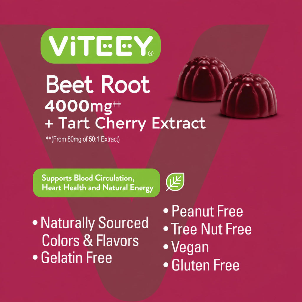 Viteey Beet Root Gummies 4000mg with Tart Cherry - 60 Gummies - image 5