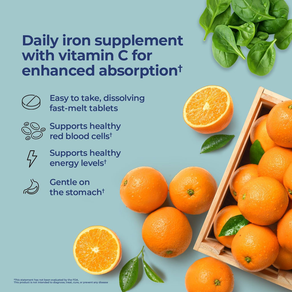 Nature's Lab Iron Plus Vitamin C Fast Melt Tablets - 120 Tablets - image 3
