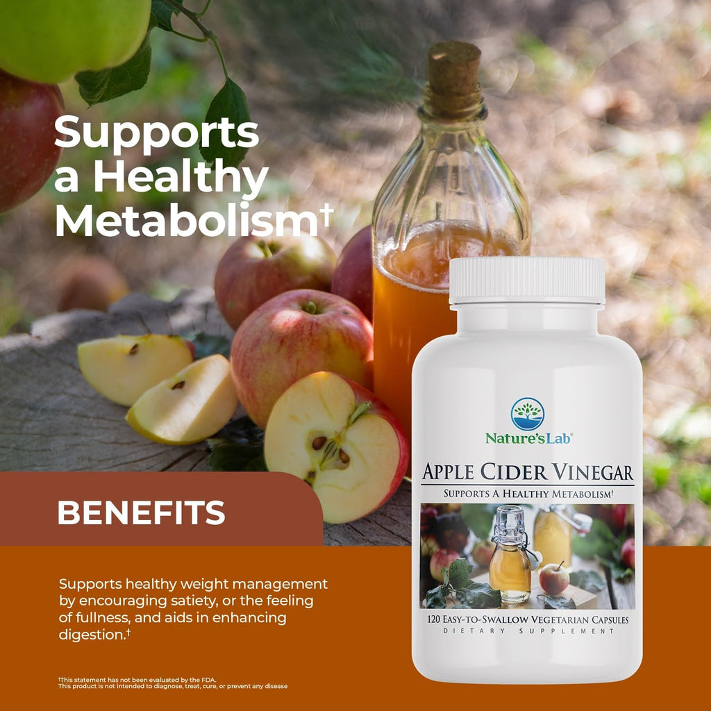 Nature's Lab Apple Cider Vinegar 1200mg with Chromium - 120 Capsules - image 3