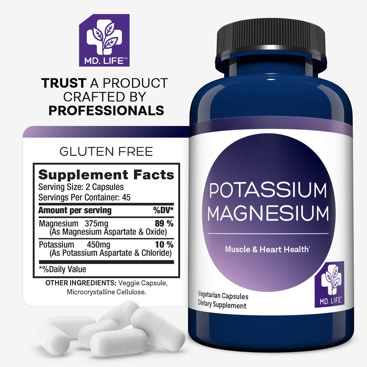 MD.LIFE Potassium Magnesium Supplement - 90 Capsules - image 6