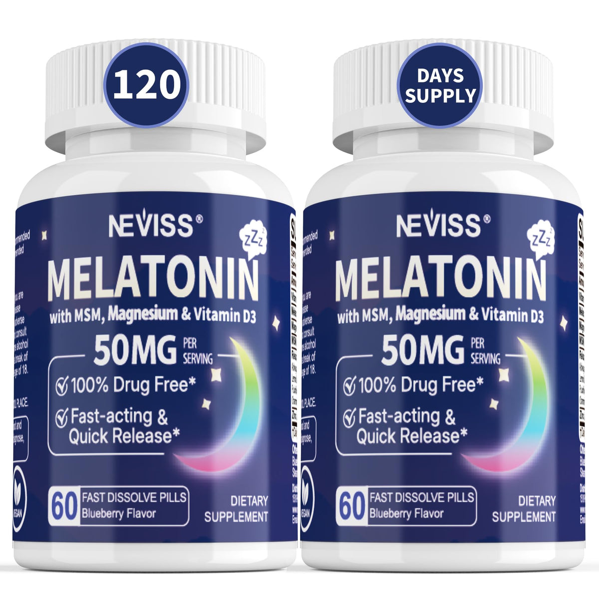 NEVISS Melatonin 50 mg for Adults - Fast Dissolve & Chewable Extra