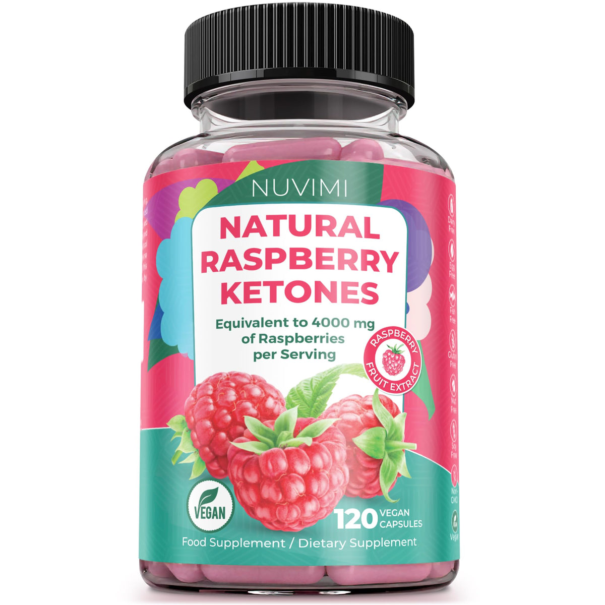 NUVIMI Raspberry Ketones 4000 mg - 120 Vegan Capsules