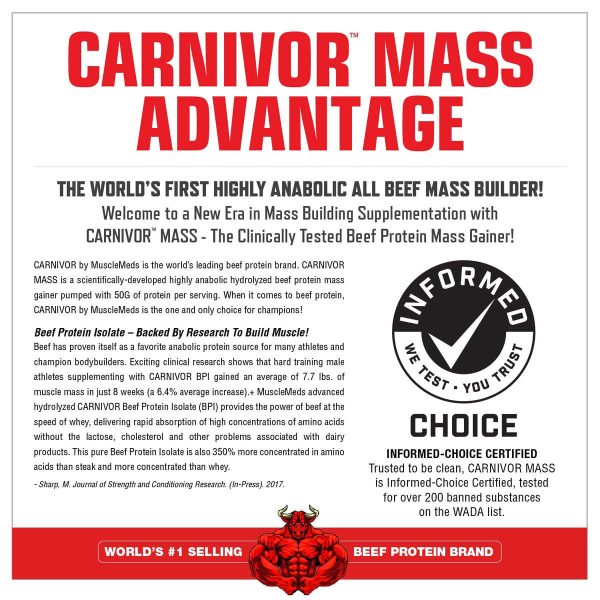 MuscleMeds Carnivor Mass Gainer Beef Protein Powder
