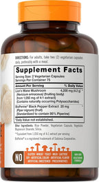 Carlyle Lions Mane Mushroom Supplement - 150 Vegetarian Capsules - image 2
