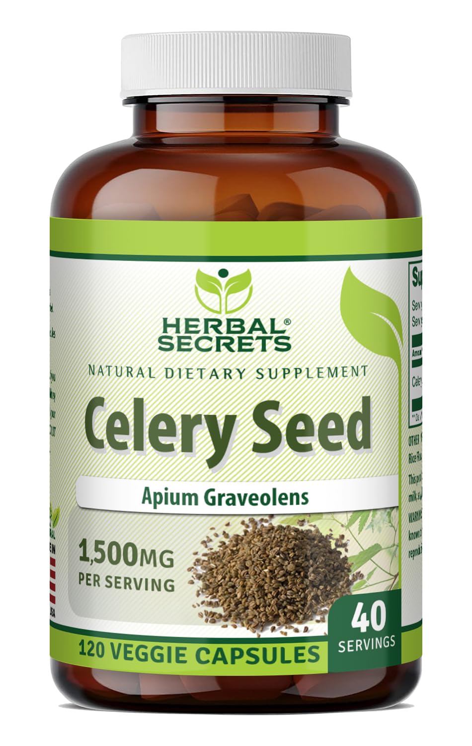 Herbal Secrets Celery Seed Extract 1500 mg - 120 Vegetarian Capsules