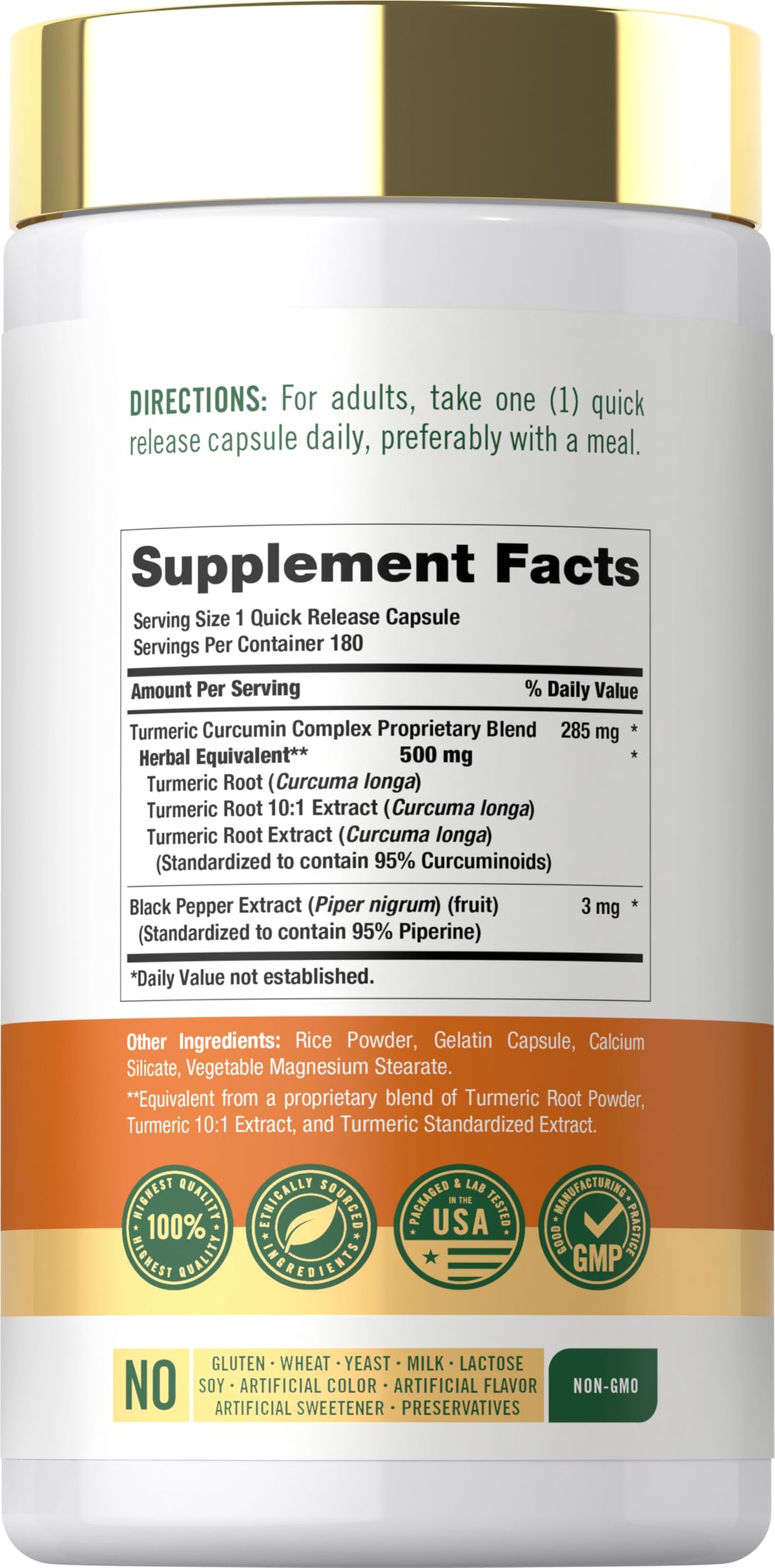 Carlyle Turmeric Curcumin Supplement - 180 Capsules - image 2