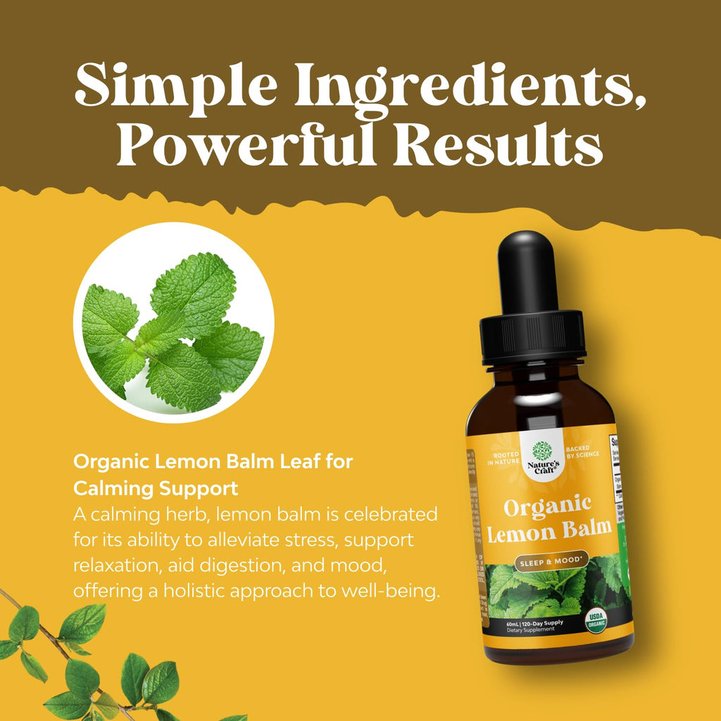 Natures Craft Organic Lemon Balm Leaf Liquid Extract for Immune
