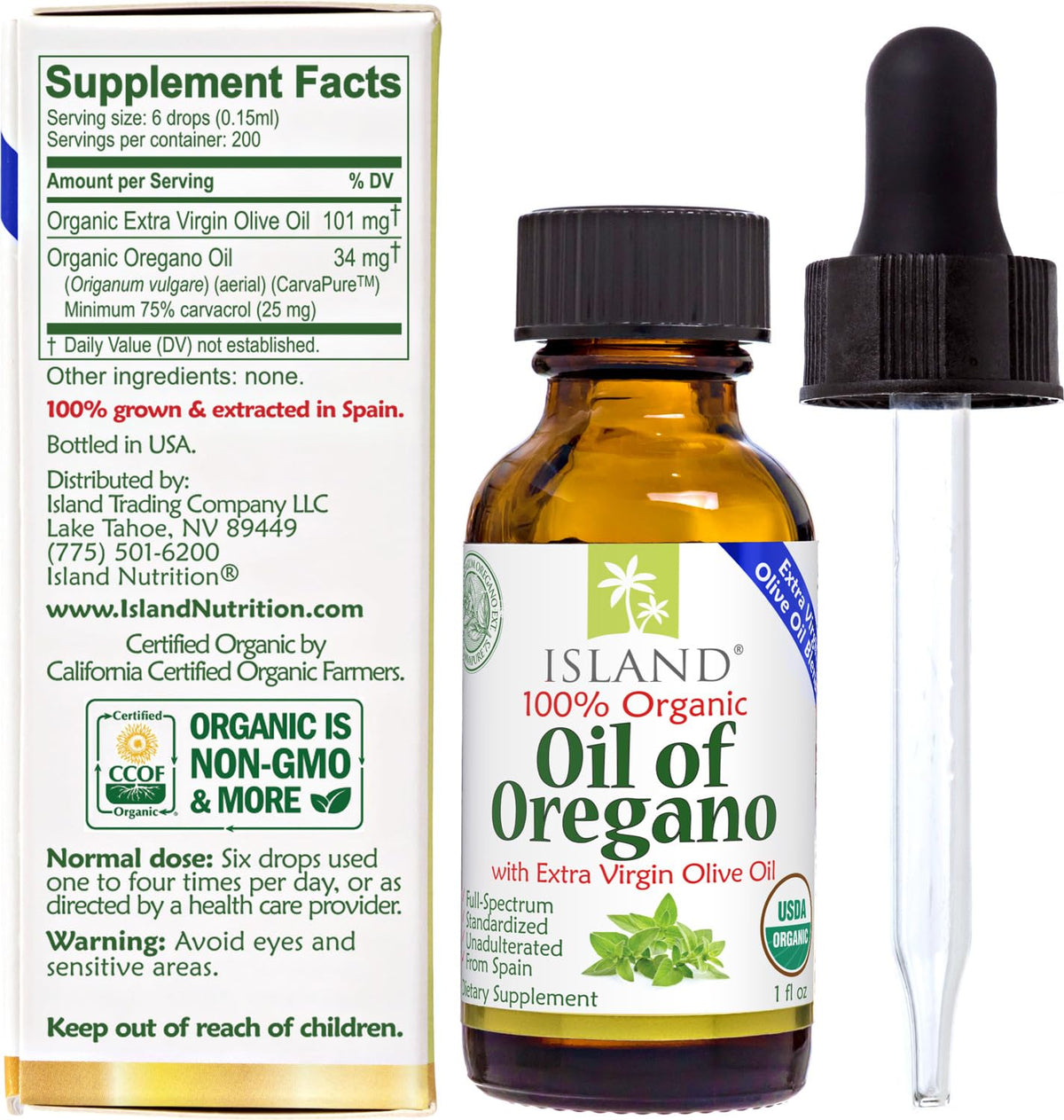 Island Nutrition Oil of Oregano Organic Drops - 1 Fl Oz - image 3