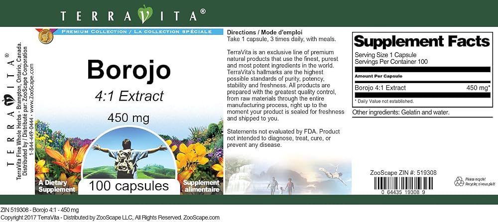 Terravita Borojo 4:1-450 mg (100 Capsules, ZIN: 519308) - image 3