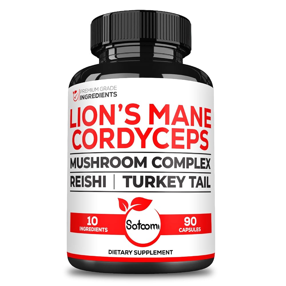 Satoomi Mushroom Complex Supplements Capsules - Blends with Lions Mane