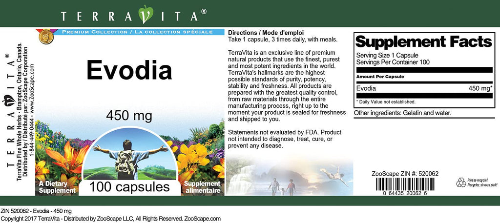 Terravita Evodia 450 mg - 100 Capsules - image 3