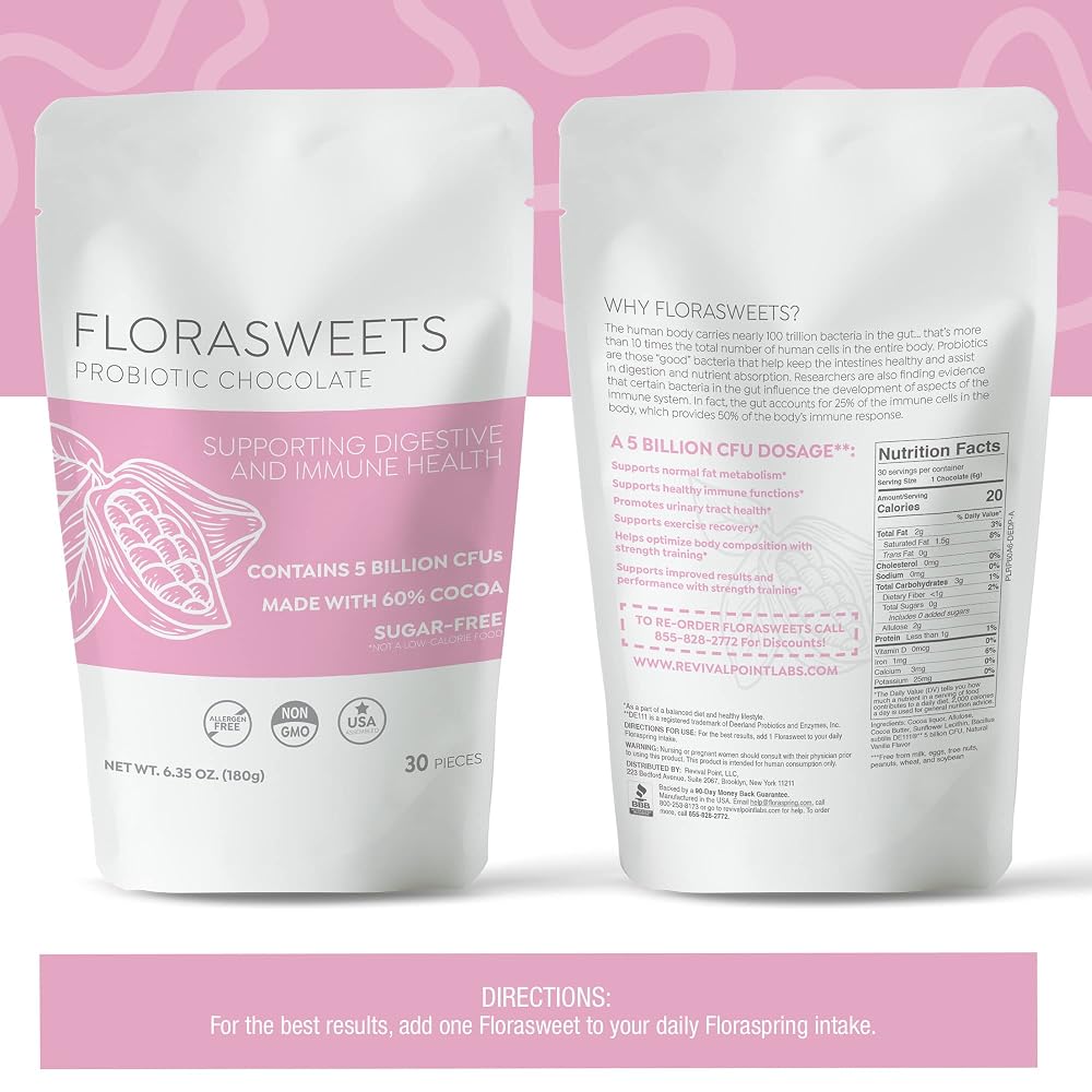 Revival Point Florasweets Probiotic Chocolates Sugar-Free - 90 Squares - image 3