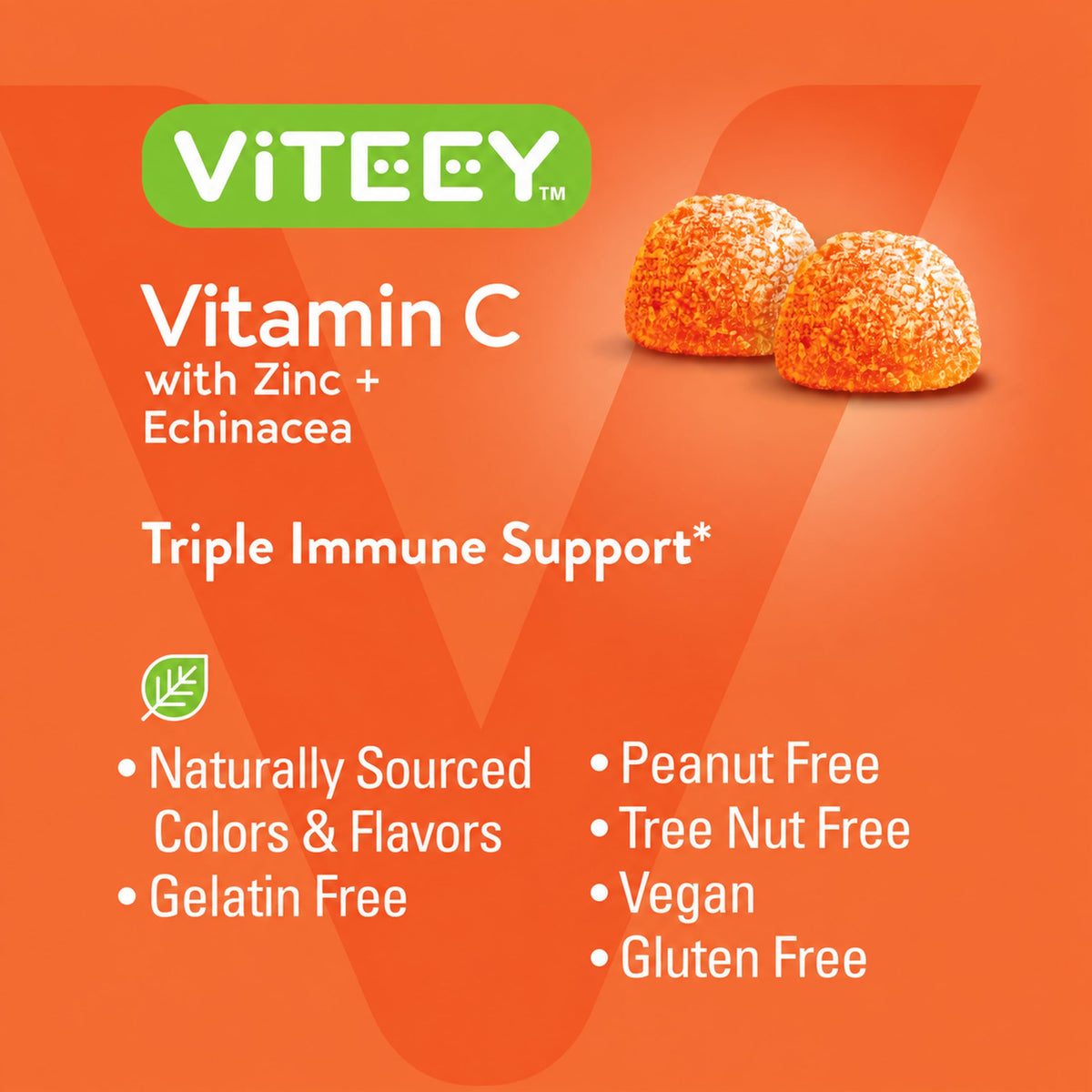 Viteey Vitamin C Gummies for Adults & Teens with Zinc & Echinacea