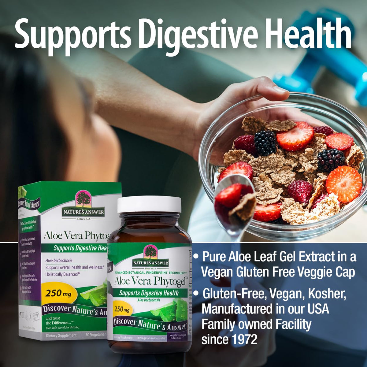 Nature's Answer Aloe Vera Phytogel Digestive Support - 90 Vegetarian Capsules - image 4