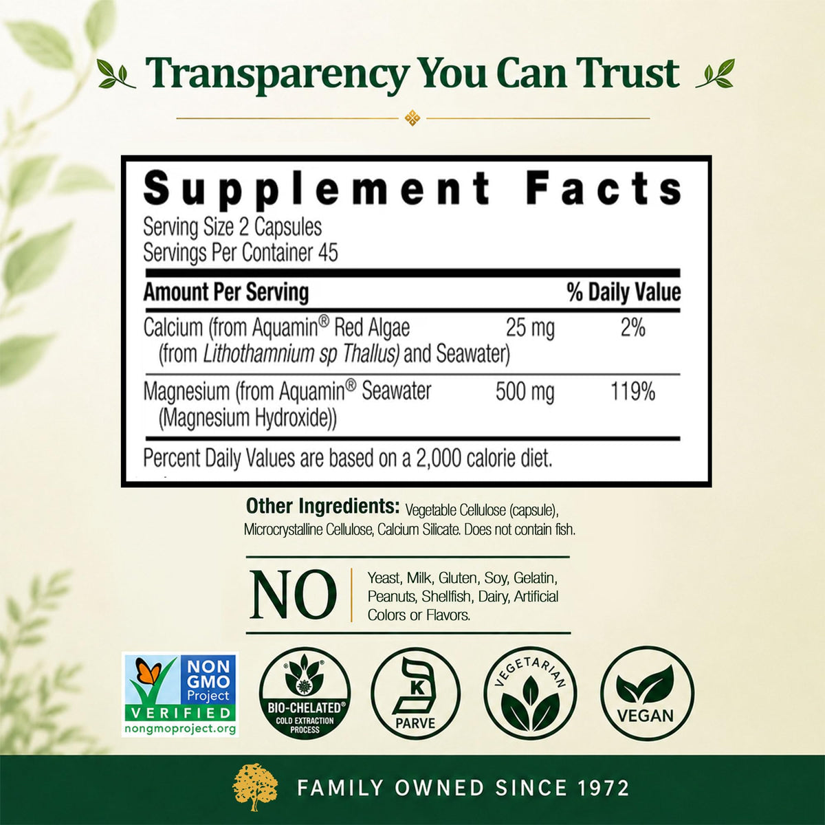Nature's Answer Plant Based Calcium Magnesium