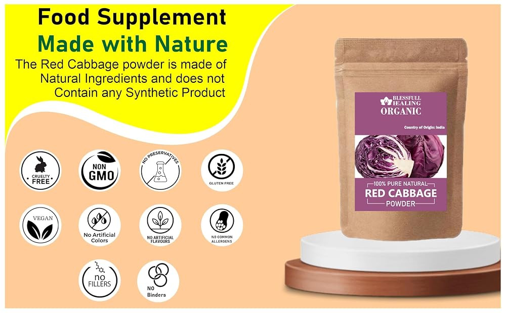 Blessfull Healing Organic Red Cabbage Powder 100% Pure Natural 200