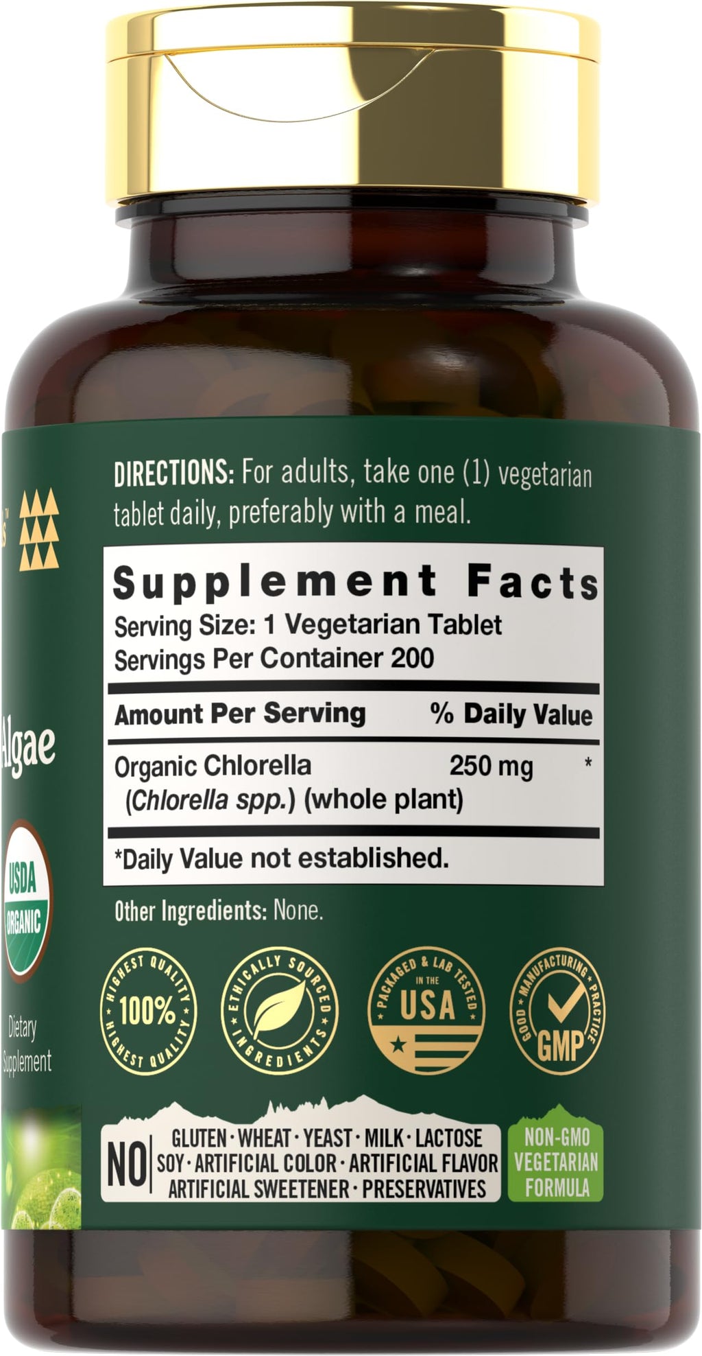 Carlyle Chlorella Organic Blue Green Algae Tablets - 200 Count - image 2
