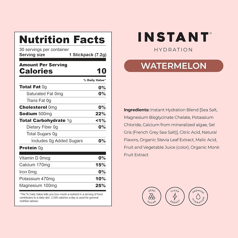 Instant Hydration Electrolytes Powder Packets - Zero Sugar - Keto