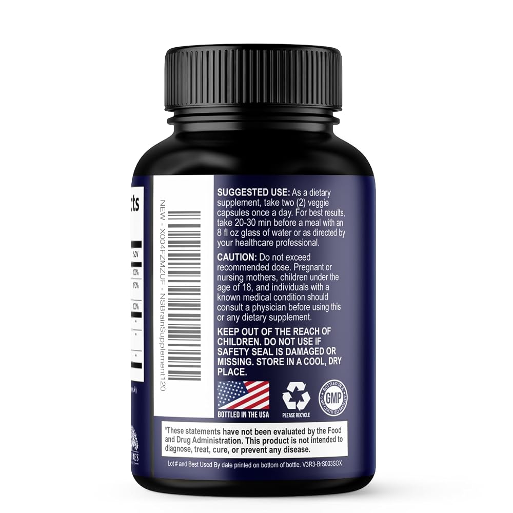Nature's Strength Brain Memory Supplement Pills - 3X Strength